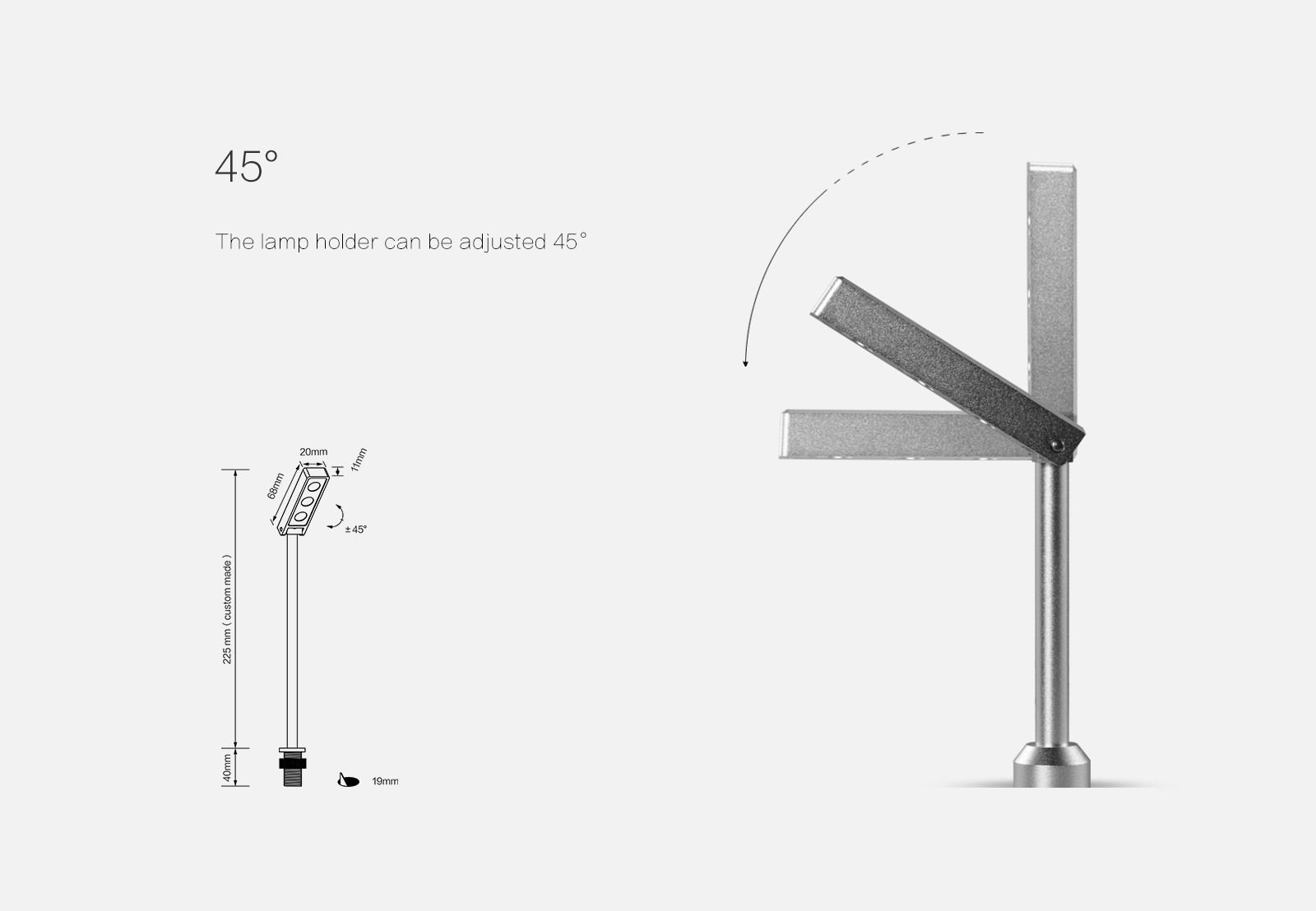 SP-16020  Custom adjustable display case pole light