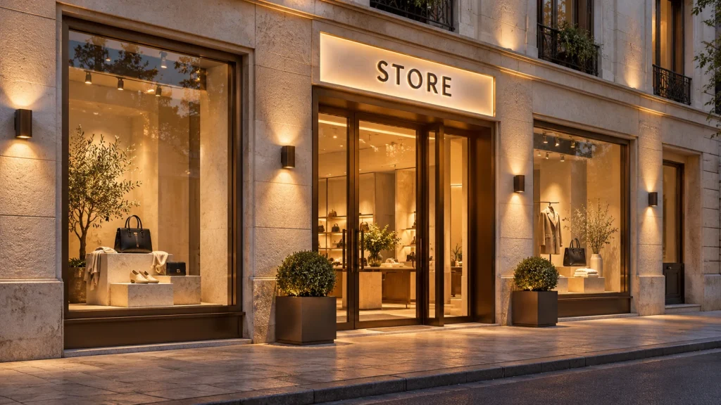 Retail Facade Lighting: Coordinating Walls, Signs and Shop Windows